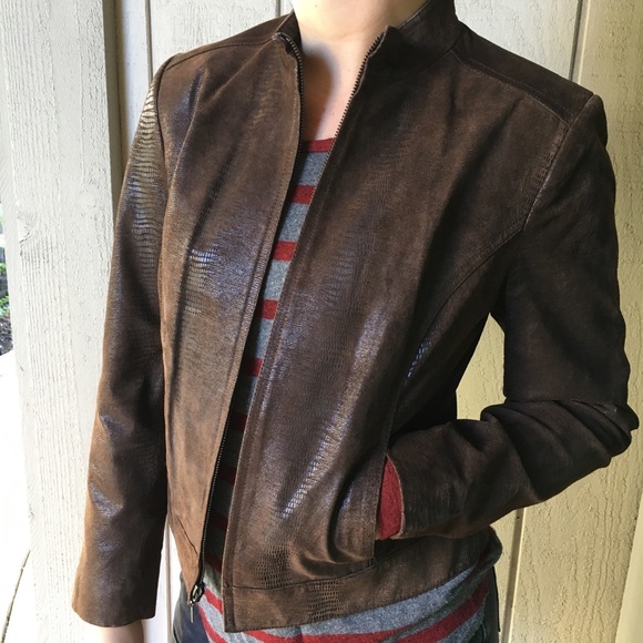 Valerie Stevens Brown Leather Snakeskin 